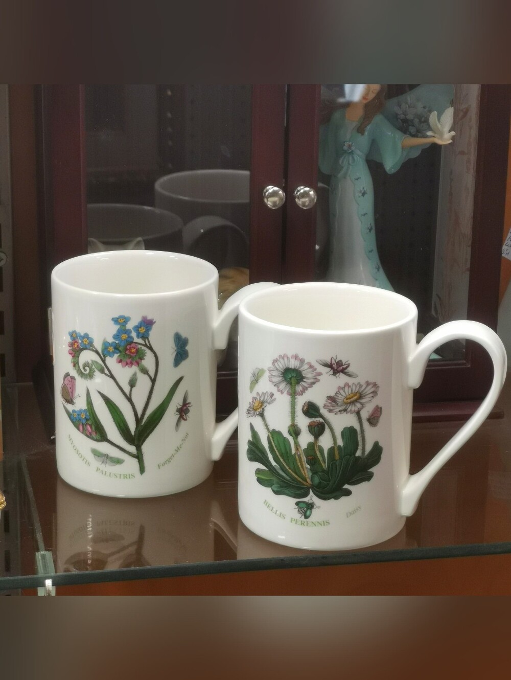 Pair Of Portmeirion "Botanic Garden"  Butterfly & Floral Mugs